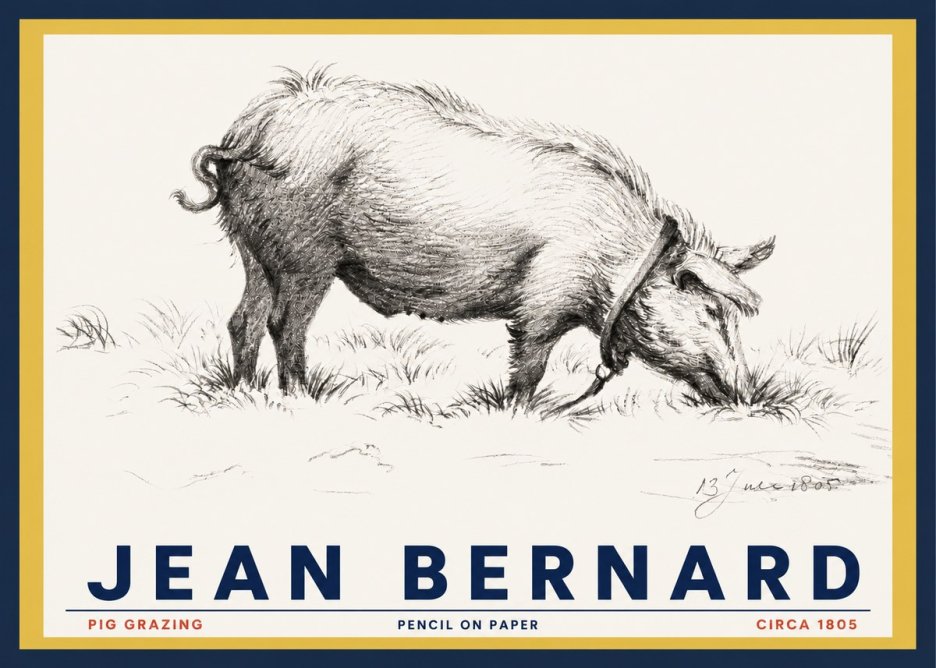 Jean Bernard Pig Grazing No3 - Juliste