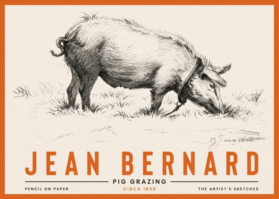 Jean Bernard Pig Grazing No4 - Juliste