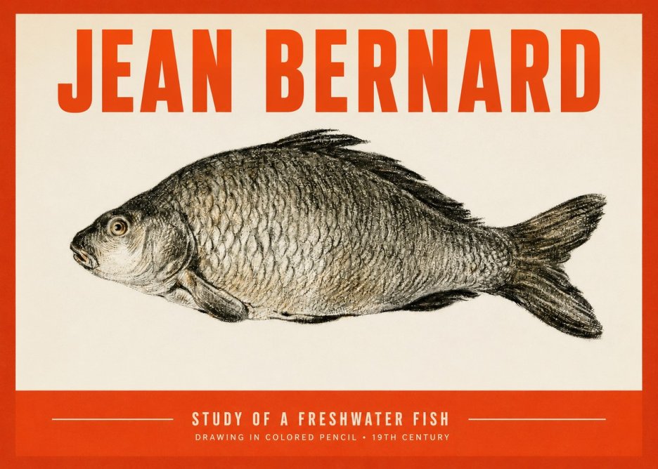 Jean Bernard Study of a Freshwater Fish No2 - Juliste