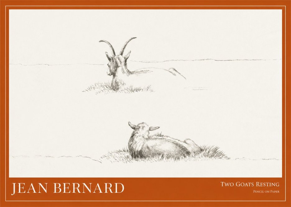 Jean Bernard Two Goats Resting No1 - Juliste