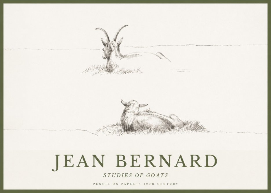 Jean Bernard Two Goats Resting No2 - Juliste