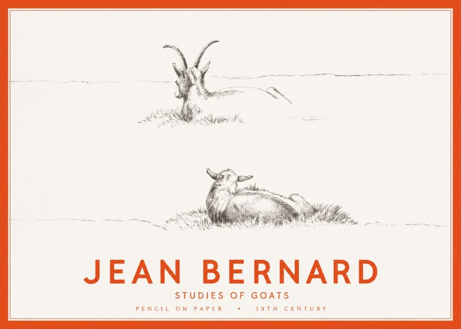 Jean Bernard Two Goats Resting No3 - Juliste