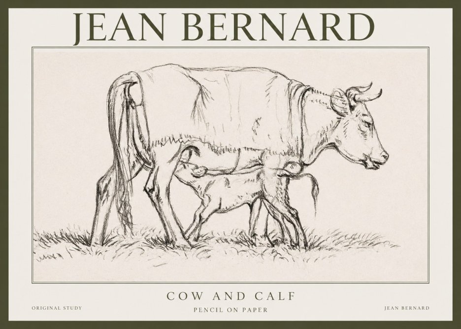Jean Bernard Cow and Calf II No1 - Juliste