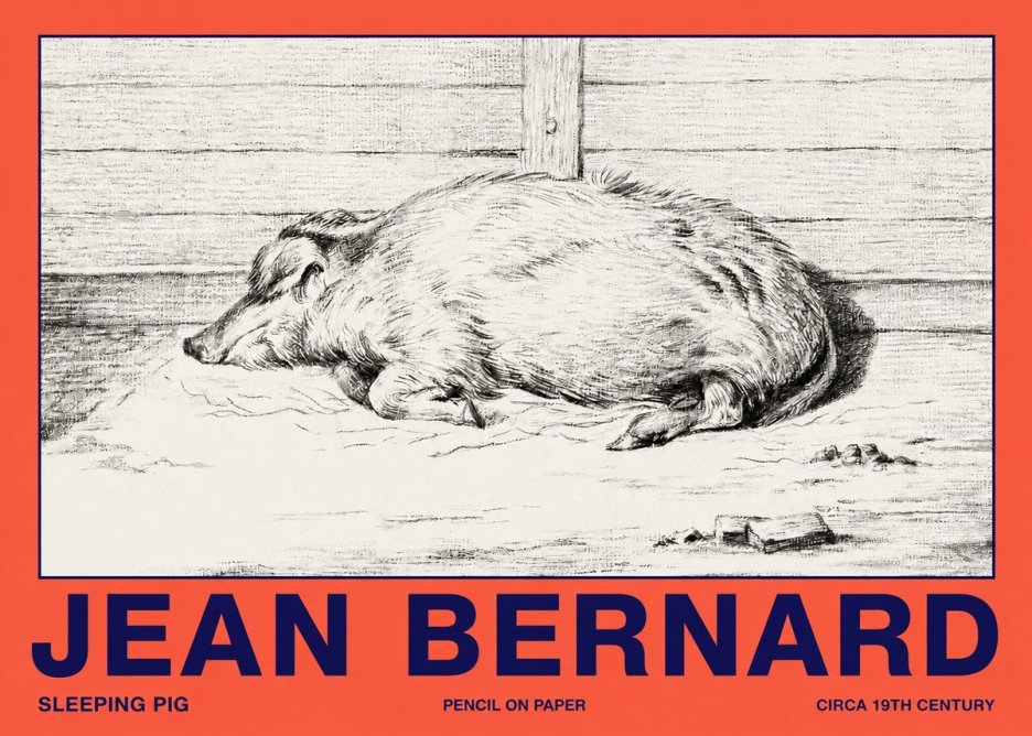 Jean Bernard Sleeping Pig I No2 - Juliste