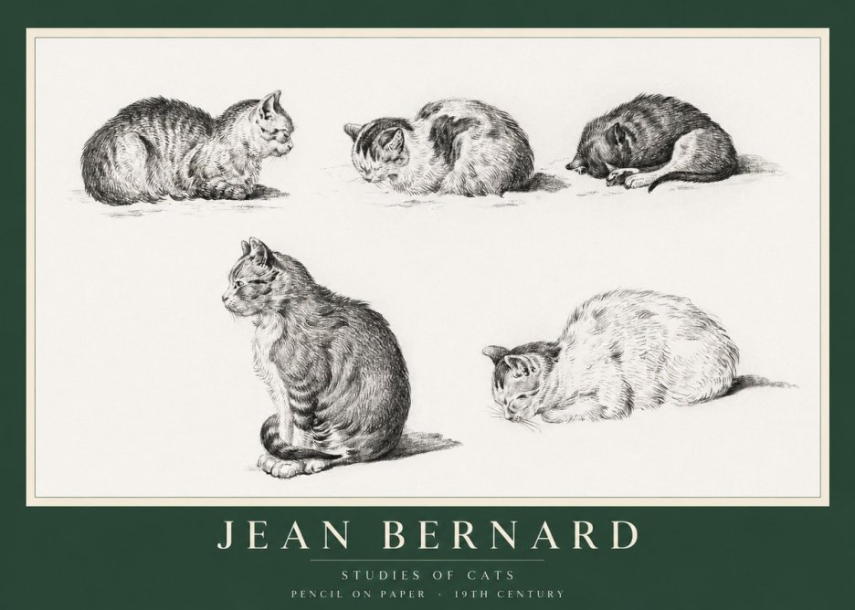 Jean Bernard Studies of Cats No1 - Juliste
