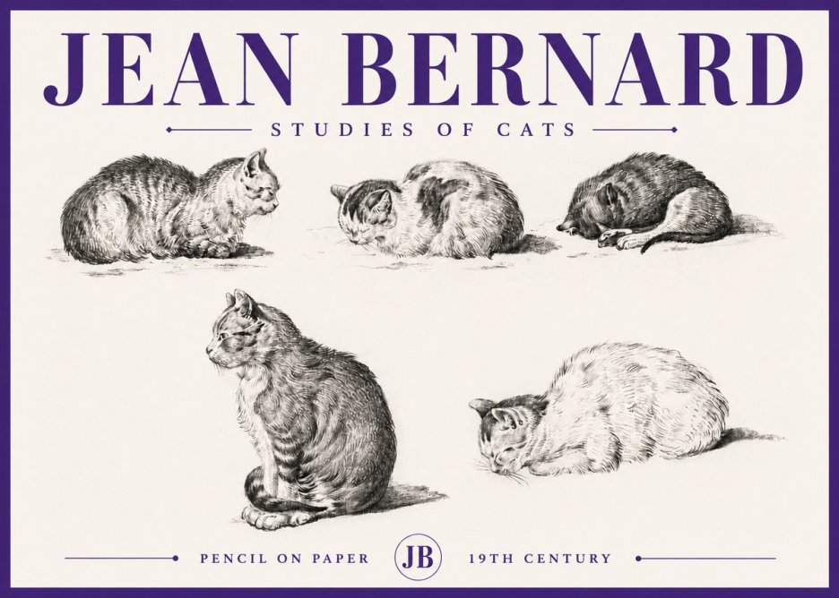 Jean Bernard Studies of Cats No5 - Juliste