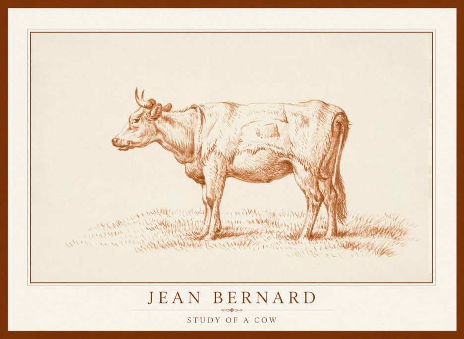 Jean Bernard Study of a Cow XIX No1 - Juliste