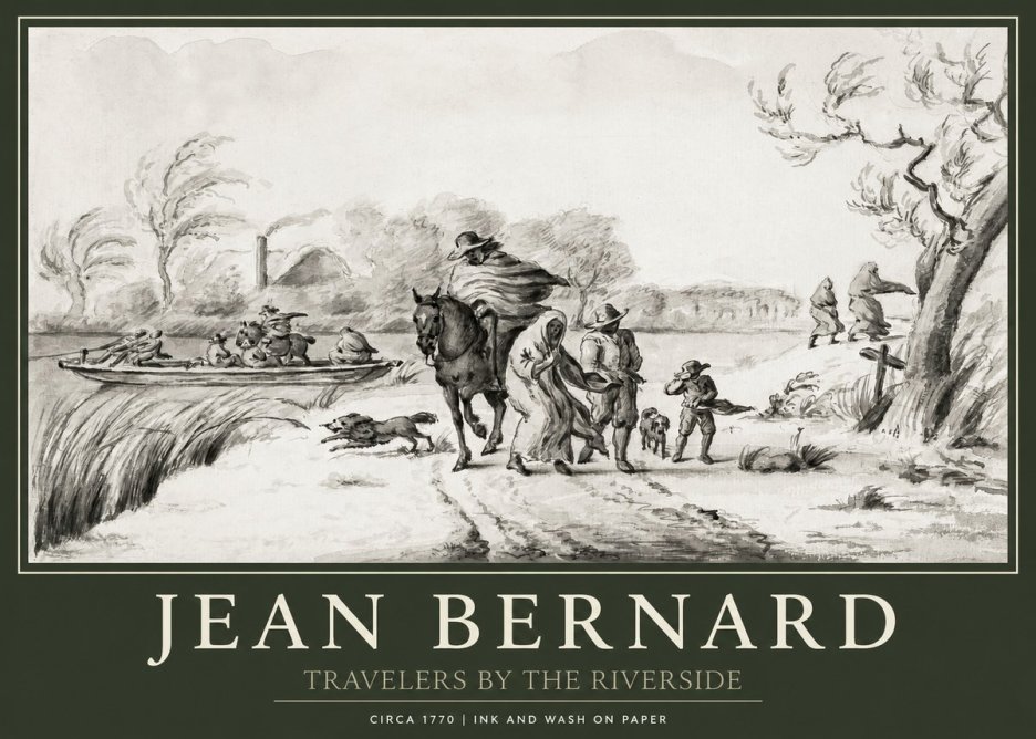 Jean Bernard Travelers by the Riverside No1 - Juliste