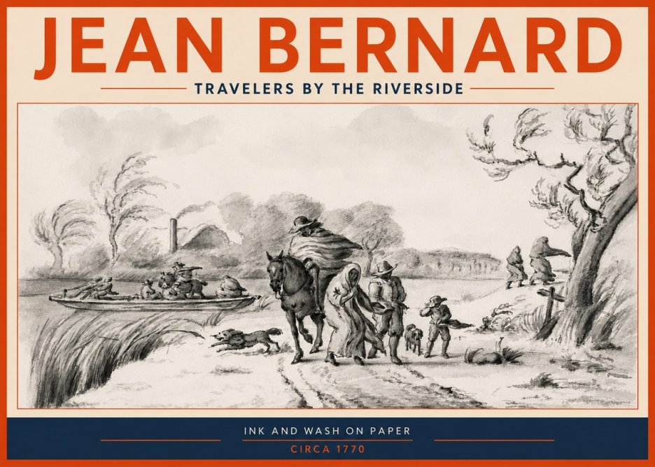 Jean Bernard Travelers by the Riverside No3 - Juliste