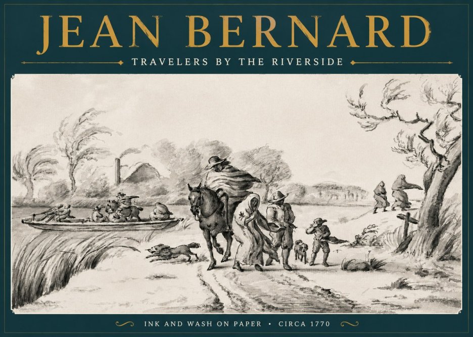 Jean Bernard Travelers by the Riverside No4 - Juliste