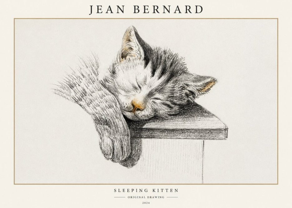 Jean Bernard Sleeping Kitten No1 - Juliste