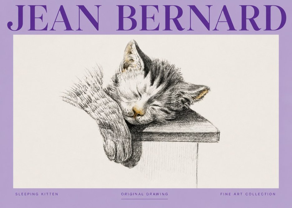 Jean Bernard Sleeping Kitten No3 - Juliste