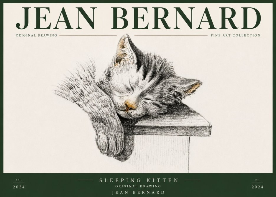Jean Bernard Sleeping Kitten No5 - Juliste
