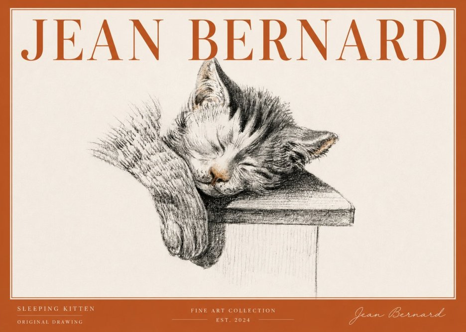 Jean Bernard Sleeping Kitten No6 - Juliste