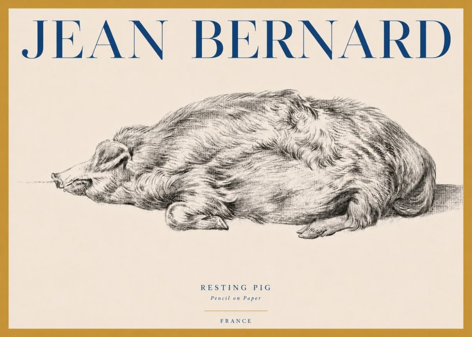 Jean Bernard Resting Pig II No3 - Juliste