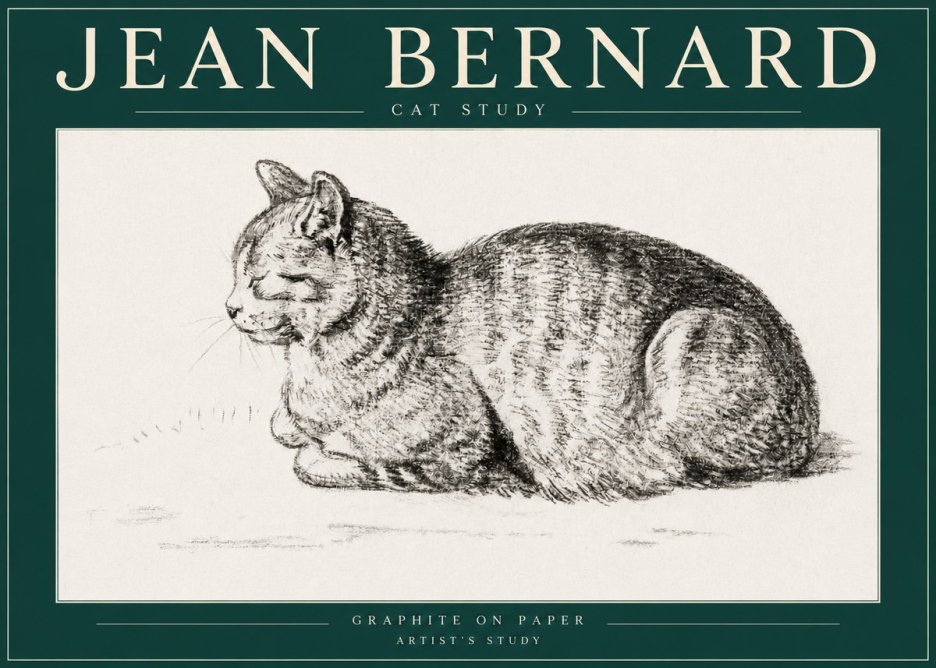 Jean Bernard Cat Study XII No3 - Juliste