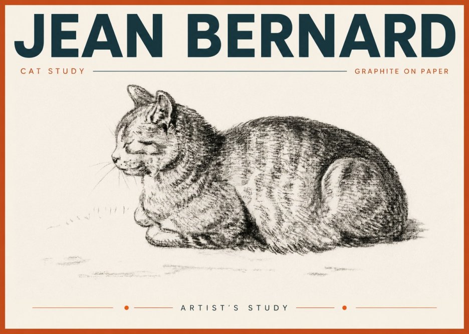 Jean Bernard Cat Study XII No6 - Juliste