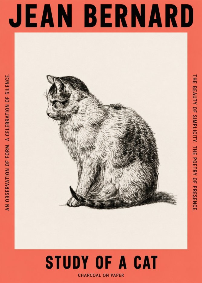 Jean Bernard Study of a Cat IV No2 - Juliste