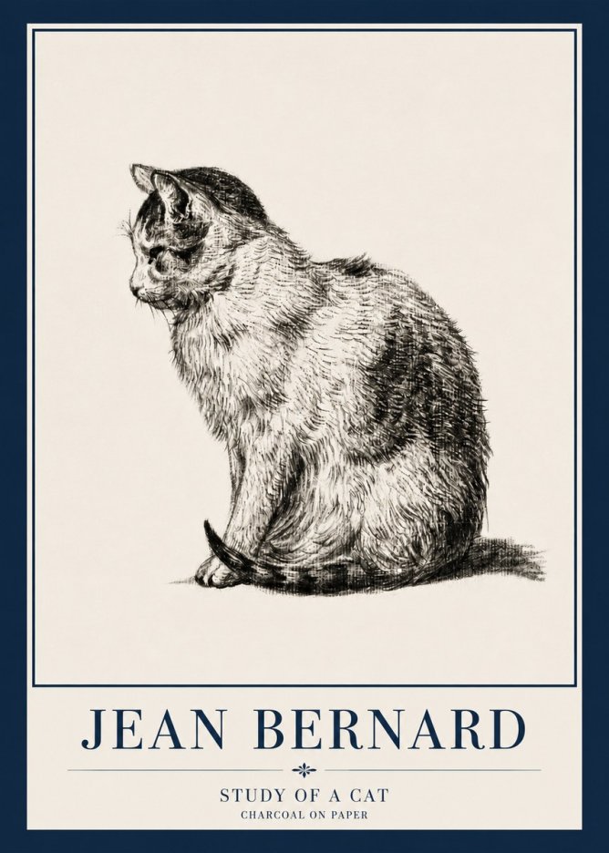 Jean Bernard Study of a Cat IV No3 - Juliste