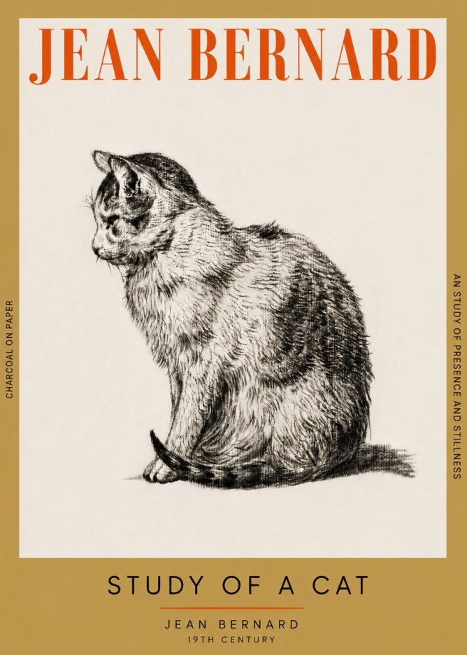 Jean Bernard Study of a Cat IV No4 - Juliste