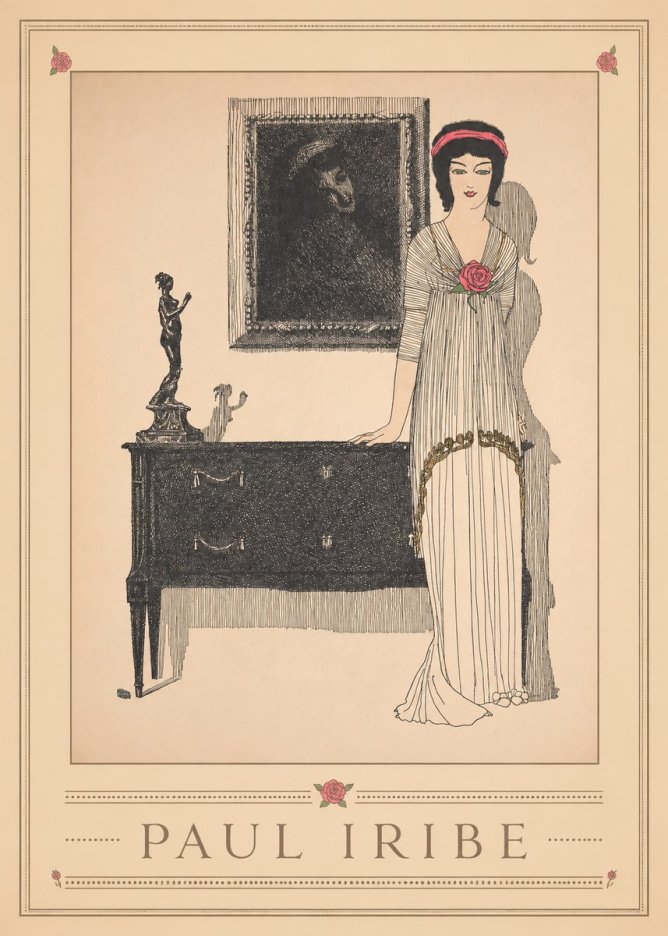Paul Iribe Woman with Rose No1 - Juliste
