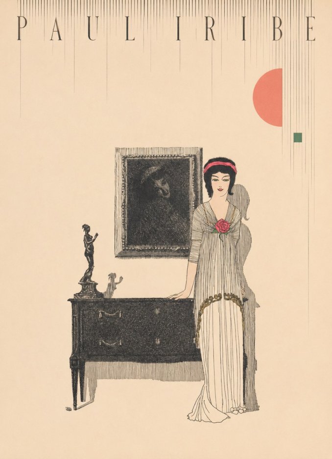 Paul Iribe Woman with Rose No4 - Juliste