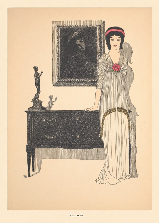 Paul Iribe Woman with Rose No5 - Juliste
