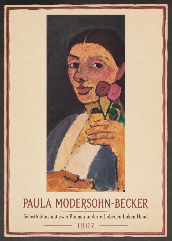 Paula Modersohn-Becker Selbstbildnis Mit Zwei Blumen in Der Erhobenen Linken Hand No1 - Juliste