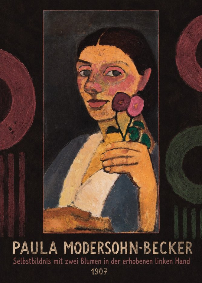 Paula Modersohn-Becker Selbstbildnis Mit Zwei Blumen in Der Erhobenen Linken Hand No5 - Juliste