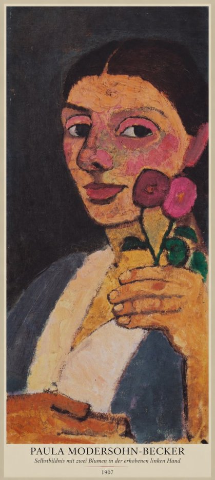 Paula Modersohn-Becker Selbstbildnis Mit Zwei Blumen in Der Erhobenen Linken Hand No6 - Juliste