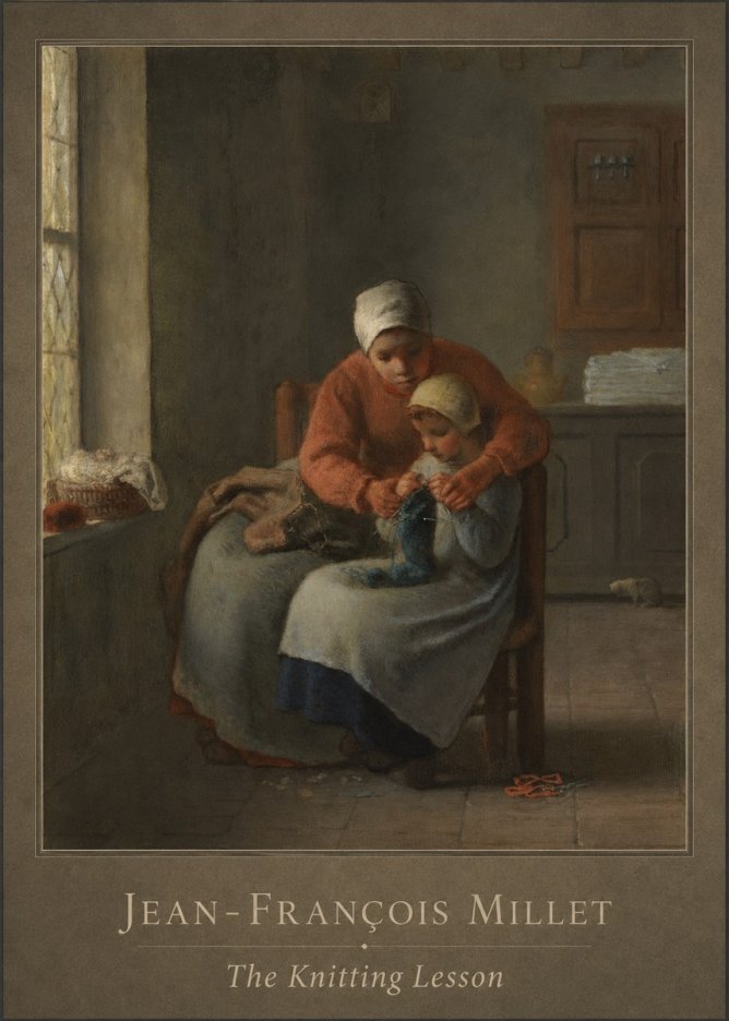 Jean-François Millet The Knitting Lesson II No1 - Juliste