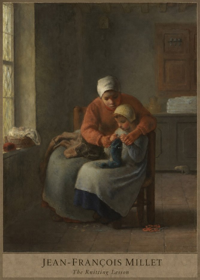 Jean-François Millet The Knitting Lesson II No4 - Juliste