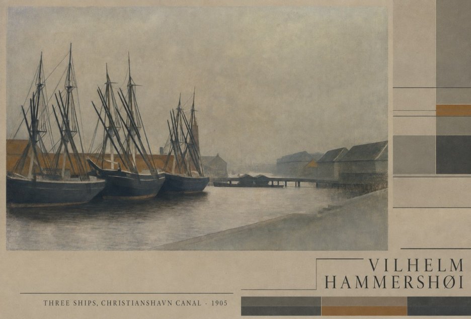 Vilhelm Hammershøi Three Ships, Christianshavn Canal No4 - Juliste