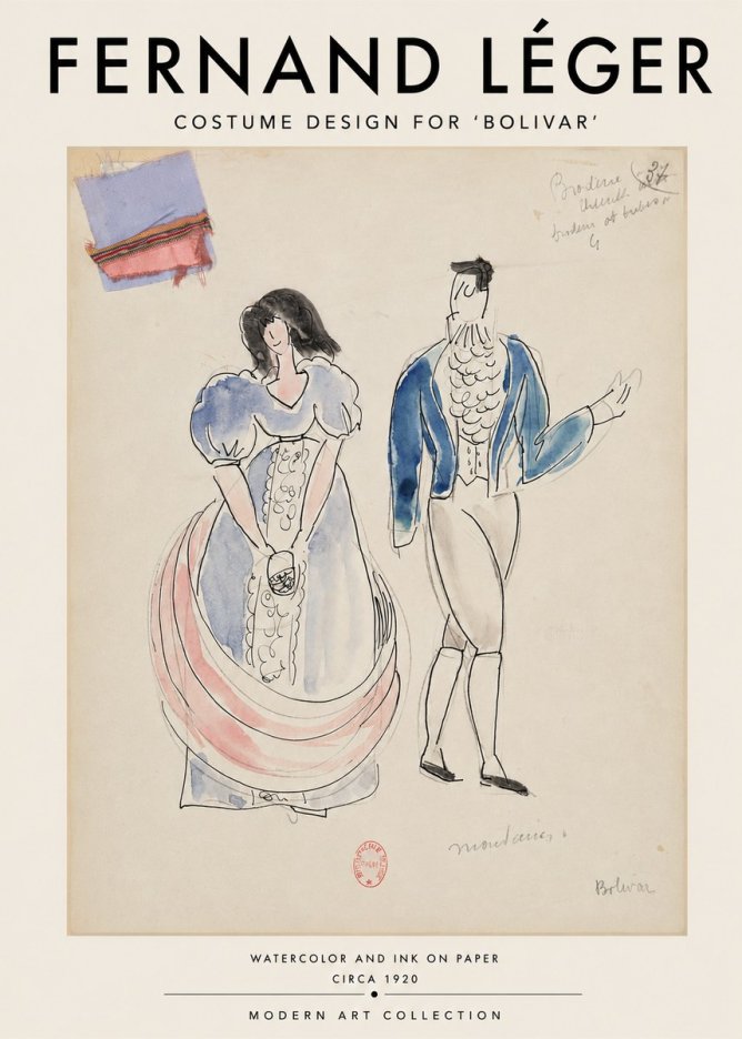 Fernand Léger Costume Design for 'Bolivar' No3 - Juliste