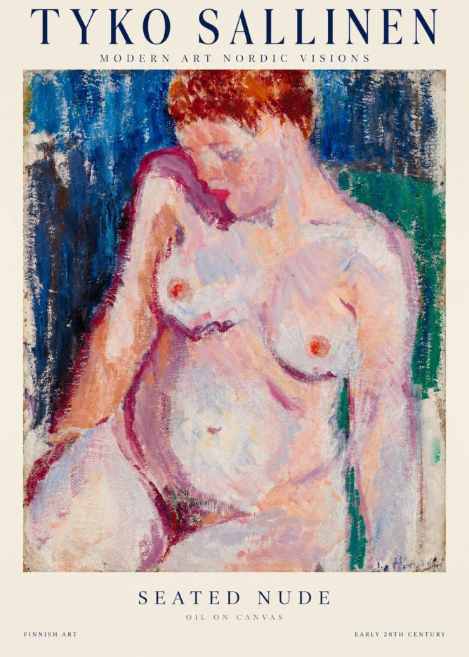 Tyko Sallinen Seated Nude No1 - Juliste