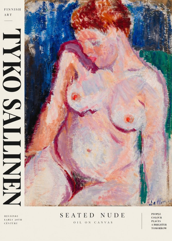 Tyko Sallinen Seated Nude No6 - Juliste