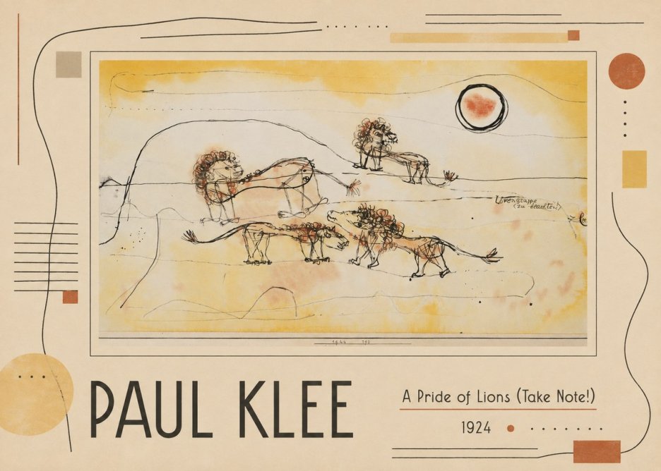 Paul Klee A Pride of Lions (Take Note!) No5 - Juliste