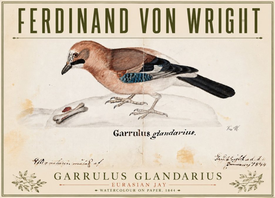 Ferdinand von Wright Garrulus Glandarius No4 - Juliste
