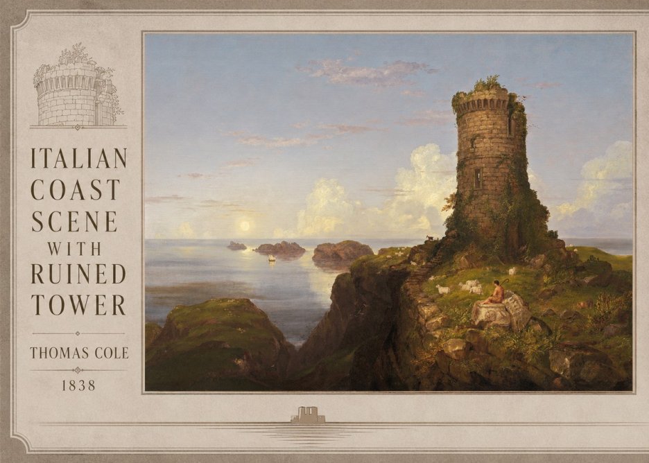 Thomas Cole Italian Coast Scene with Ruined Tower I No2 - Juliste