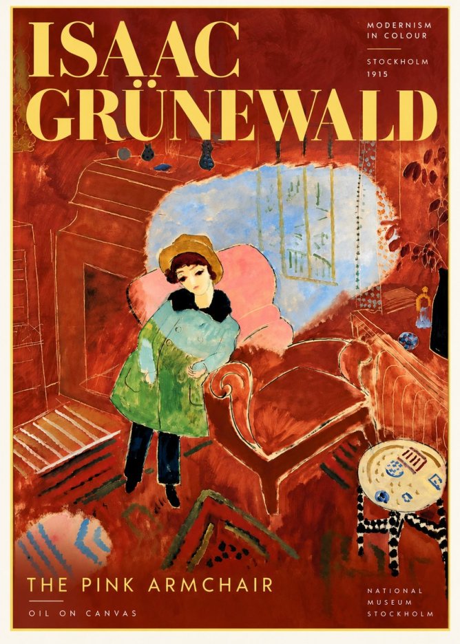 Isaac Grünewald Interior with Young Girl No6 - Juliste