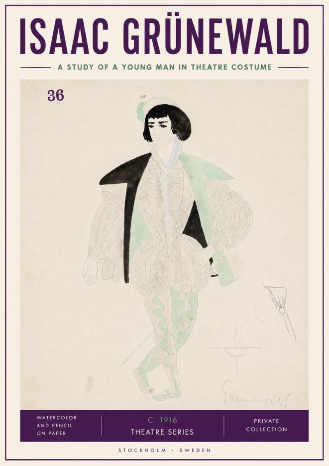Isaac Grünewald A Study of a Young Man in Theatre Costume No3 - Juliste