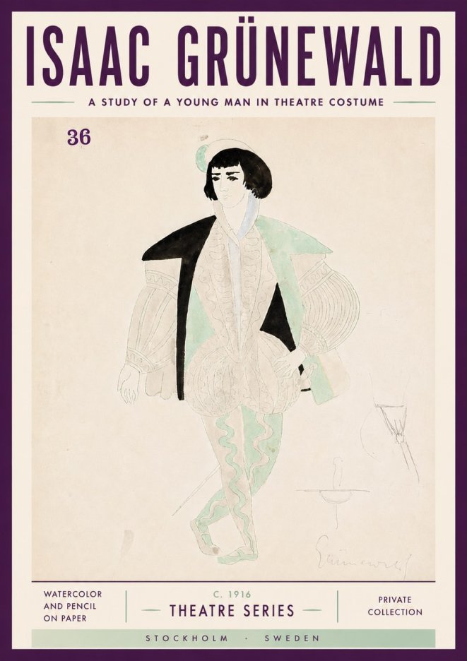 Isaac Grünewald A Study of a Young Man in Theatre Costume No5 - Juliste