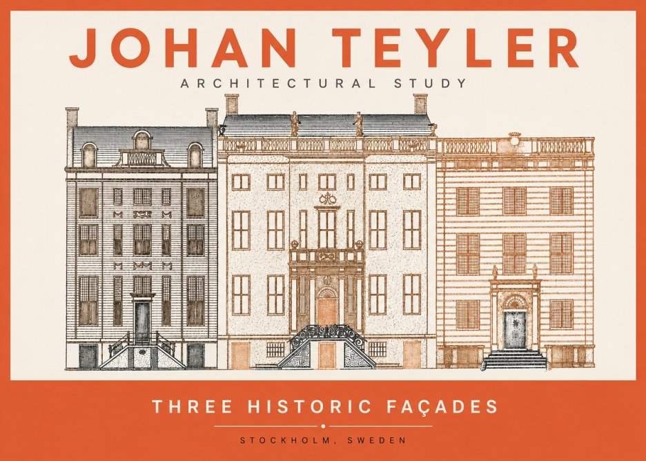 Johan Teyler Architectural Study - Three Historic Façades No2 - Juliste