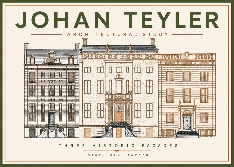 Johan Teyler Architectural Study - Three Historic Façades No5 - Juliste