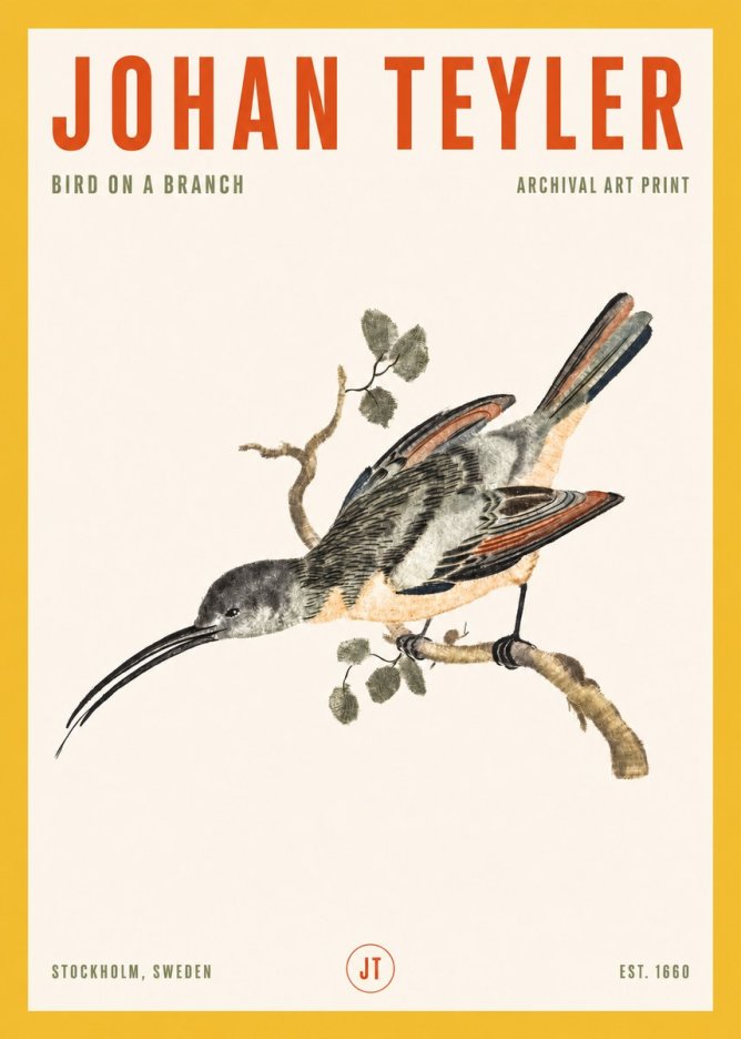 Johan Teyler Bird on a Branch No2 - Juliste
