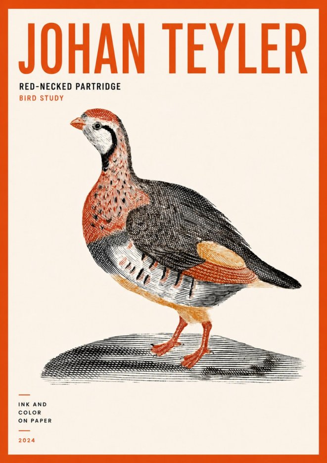 Johan Teyler Red-necked Partridge No5 - Juliste