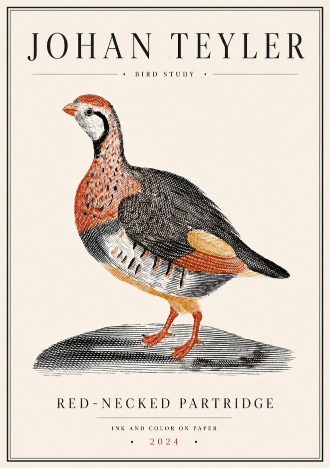 Johan Teyler Red-necked Partridge No6 - Juliste