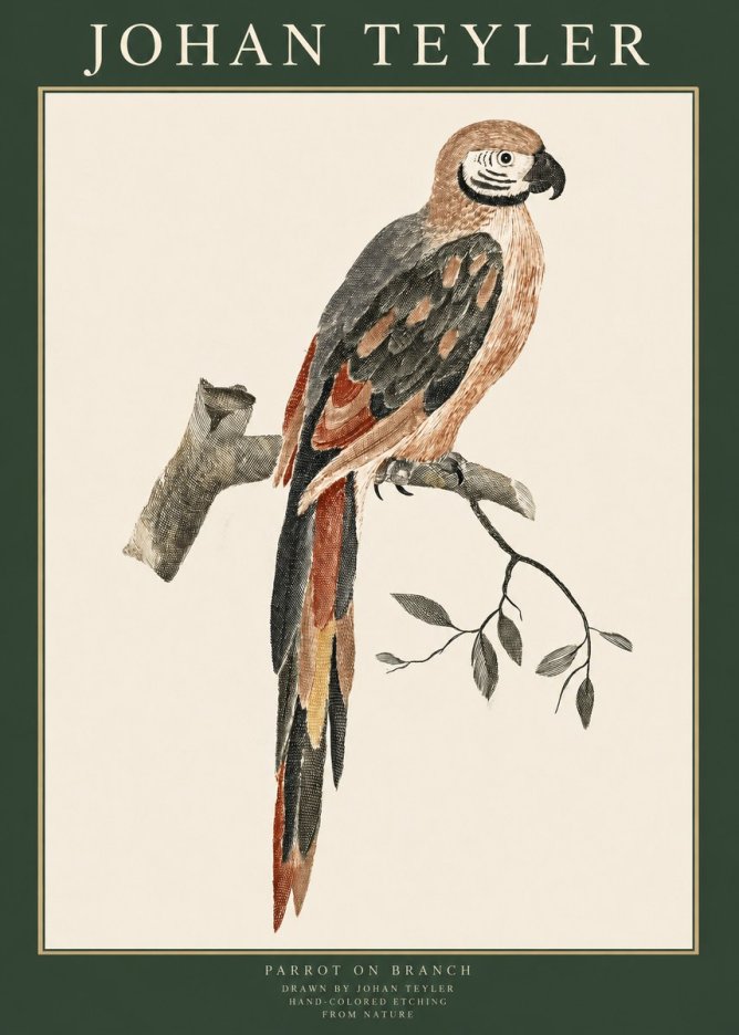 Johan Teyler Parrot on Branch No1 - Juliste