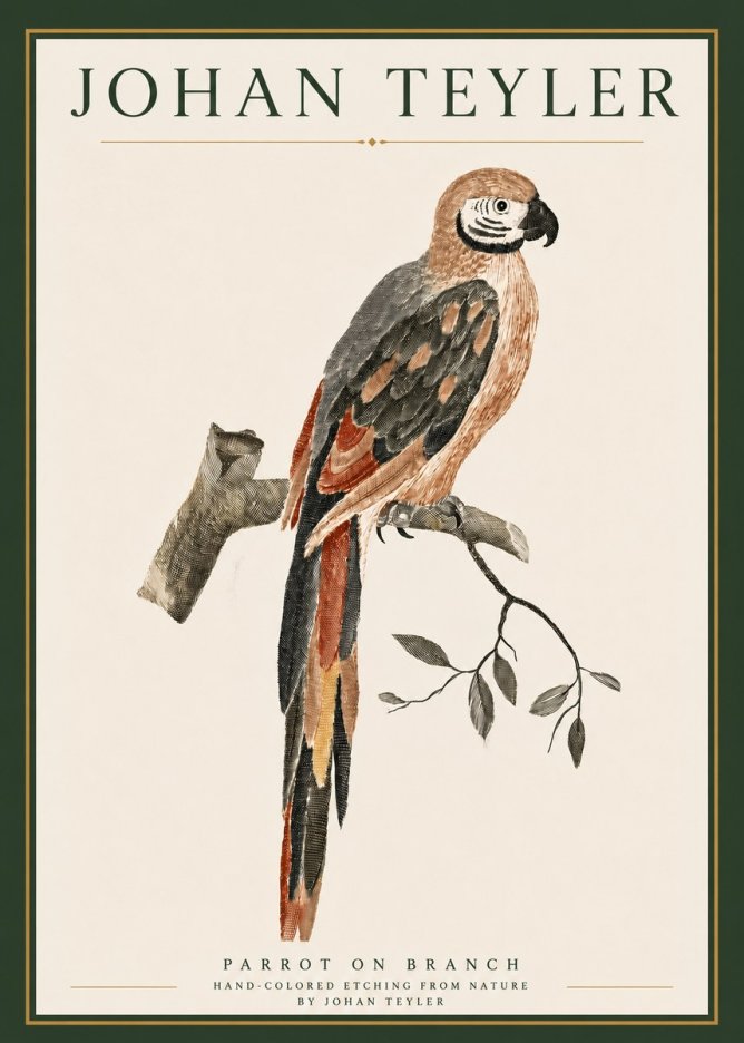 Johan Teyler Parrot on Branch No4 - Juliste