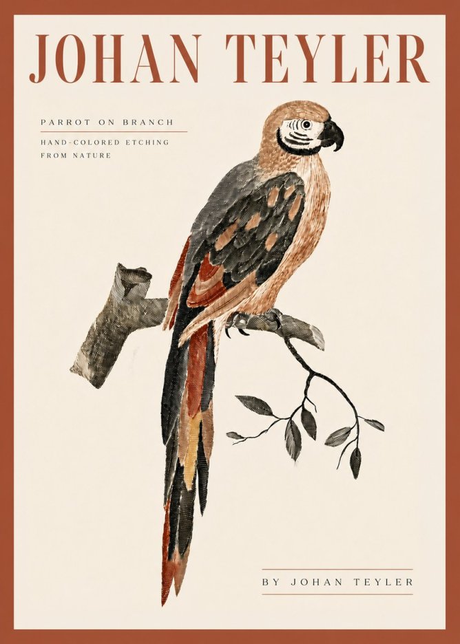 Johan Teyler Parrot on Branch No5 - Juliste